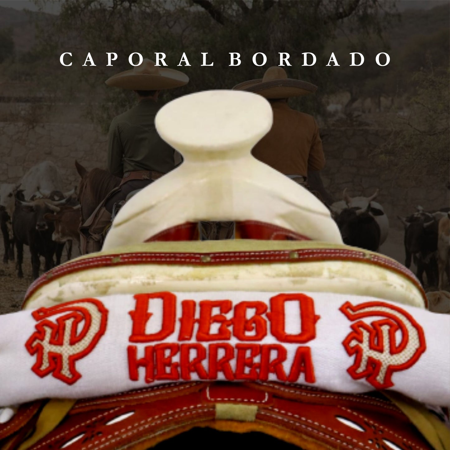 SARAPE CAPORAL PERSONALIZADO BLANCO CON BORDADO