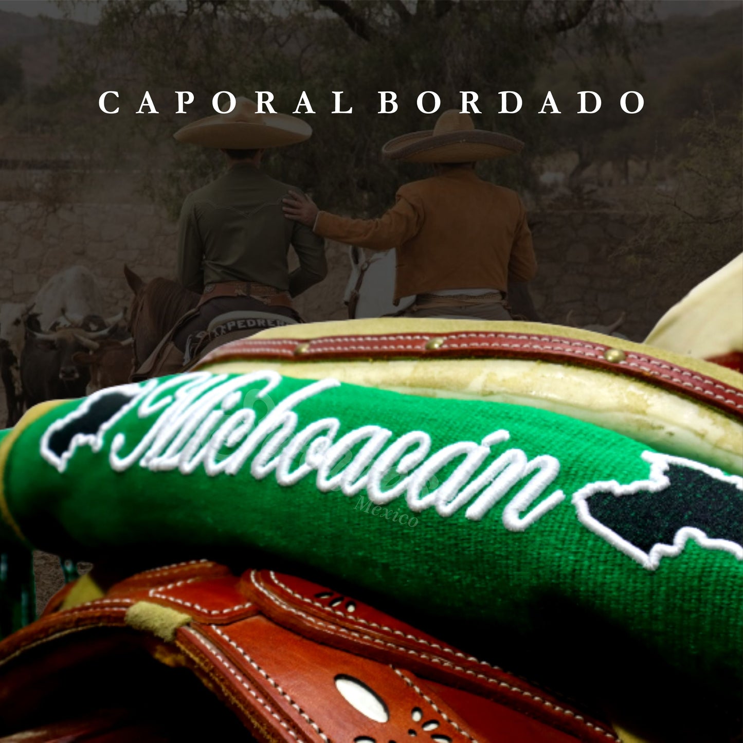 SARAPE CAPORAL PERSONALIZADO VERDE CON BORDADO