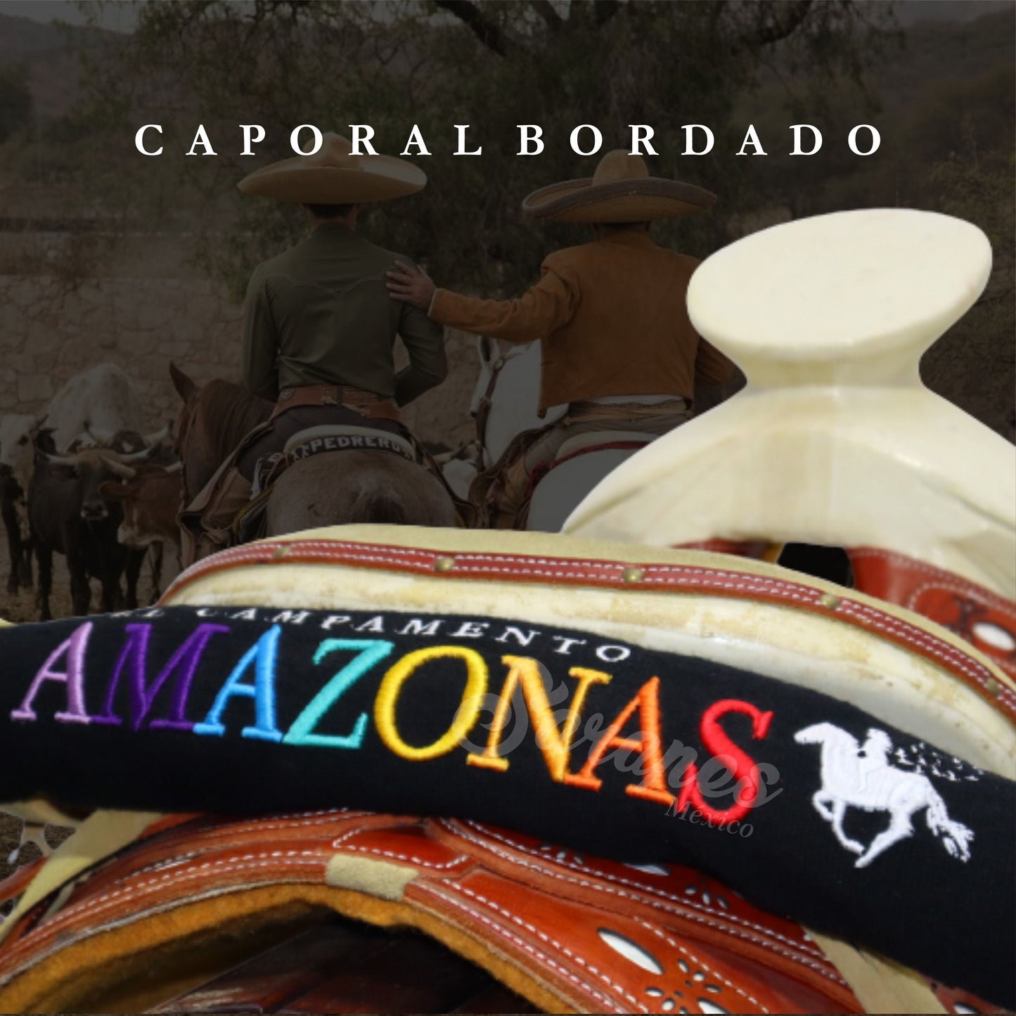 SARAPE CAPORAL BORDADO¨LISTO PARA PERSONALIZAR¨ NEGRO