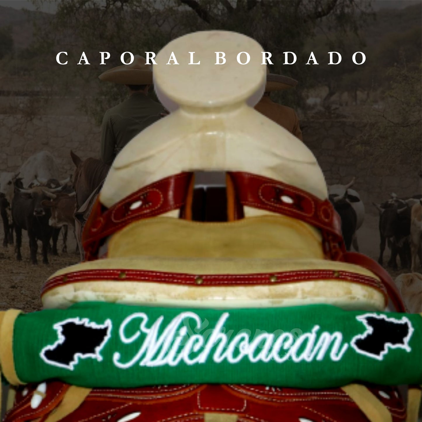 SARAPE CAPORAL PERSONALIZADO VERDE CON BORDADO