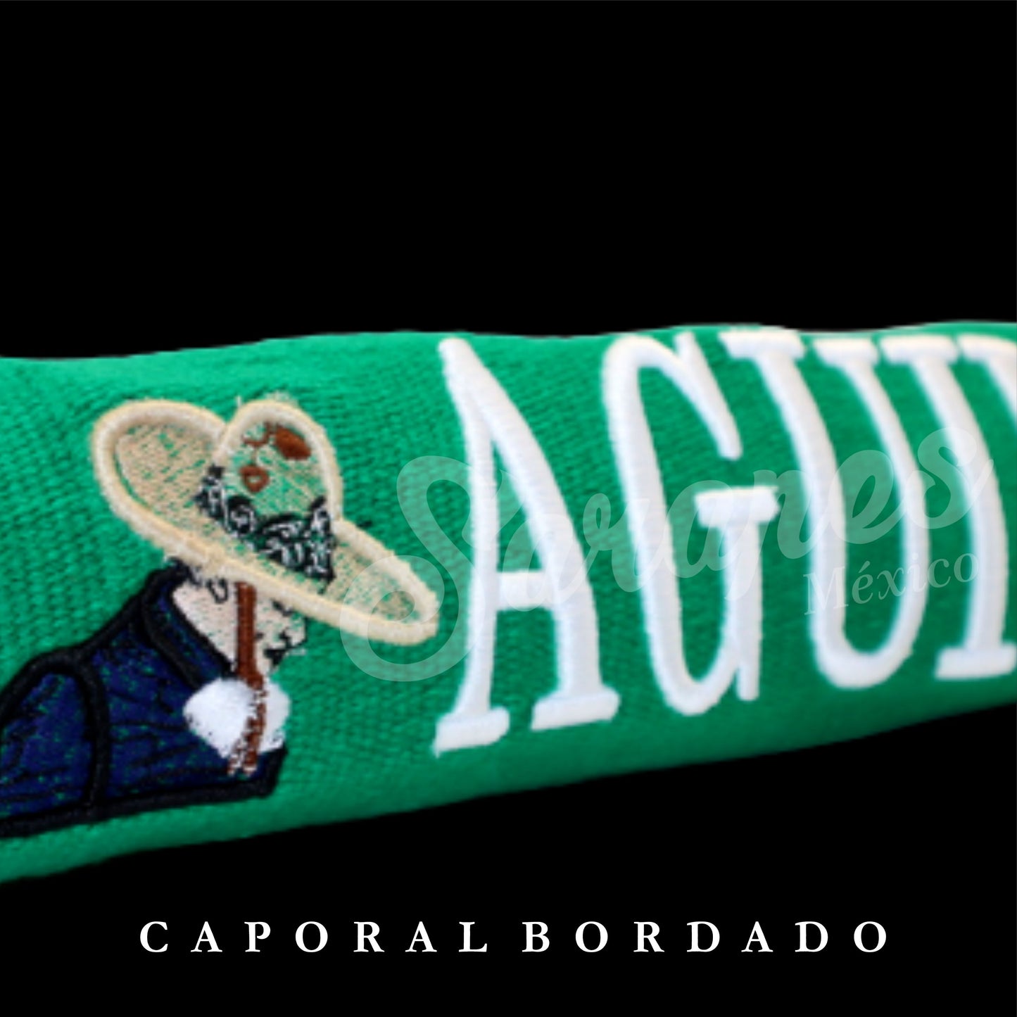SARAPE CAPORAL PERSONALIZADO VERDE CON BORDADO