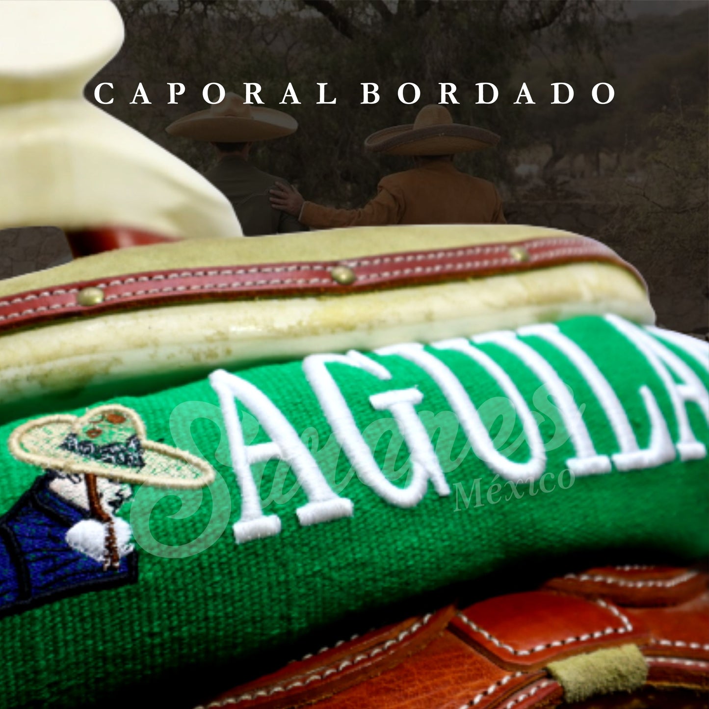 SARAPE CAPORAL PERSONALIZADO VERDE CON BORDADO