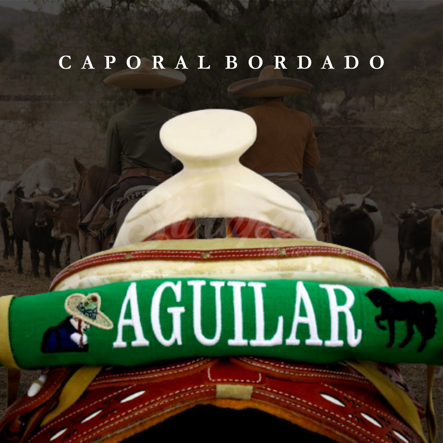 SARAPE CAPORAL PERSONALIZADO VERDE CON BORDADO