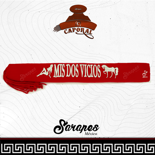 SARAPE BORDADO CAPORAL "MIS DOS VICIOS" ROJO